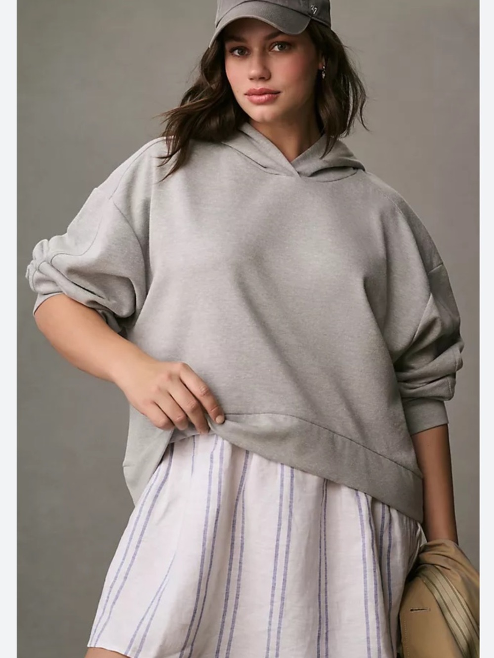 Pilcro Anthropologie Hooded Long Sleeve Sweatshirt Twofer Mini Dress Gray Small